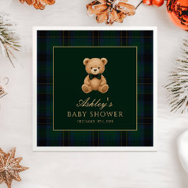 Guardanapo de papel Teddy Bear Green Tartan Baby S