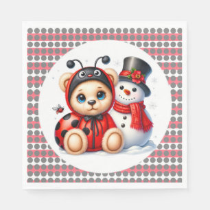 Guardanapo De Papel Teddy Bear Ladybug com Chá de fraldas de Snowman