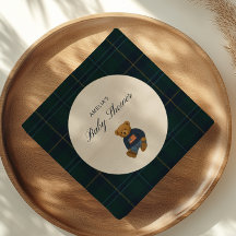 Teddy Bear Polo Baby Shower Napkin