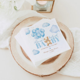 Guardanapo De Papel Teddy urso azul podemos esperar chá de fraldas