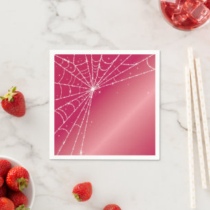 Guardanapo De Papel Teia de Aranha Brilhante Rosa e Branco com Diamant