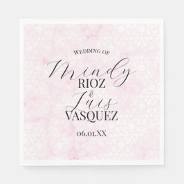 Guardanapo De Papel Tela de casamento rosa abstrata mármore preta