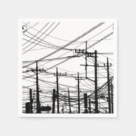 Guardanapo De Papel Telefone antigo e linhas de alimentação