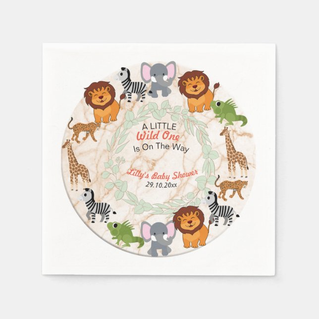 Guardanapo De Papel Tema da Floresta: No Chá de fraldas Selvagem Napki (Frente)