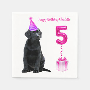 Guardanapo De Papel Tema Da Papoila De 5 Aniversário- Garota Rosa De