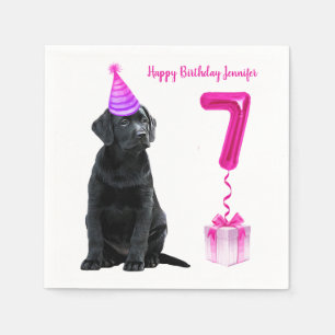 Guardanapo De Papel Tema Da Papoila De 7 Aniversário- Garota Rosa De