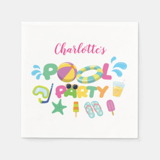 Guardanapo De Papel Tema da Parte piscina