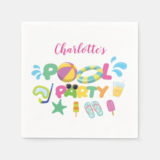 Guardanapo De Papel Tema da Parte piscina (Frente)
