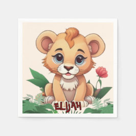 Guardanapo De Papel Tema da Selva de Leão Selvagem de Um Cute