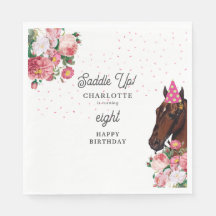 Tema de Aniversário de Cavalo Rosa Floral Menina V
