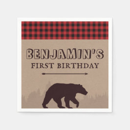 Guardanapo De Papel Tema de Aniversário Lumberjack Xadrez Búfalo Rústi