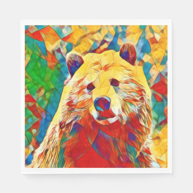 Guardanapo De Papel Tema de Aquarela Papel de Urso Digital Nápoles (Frente)