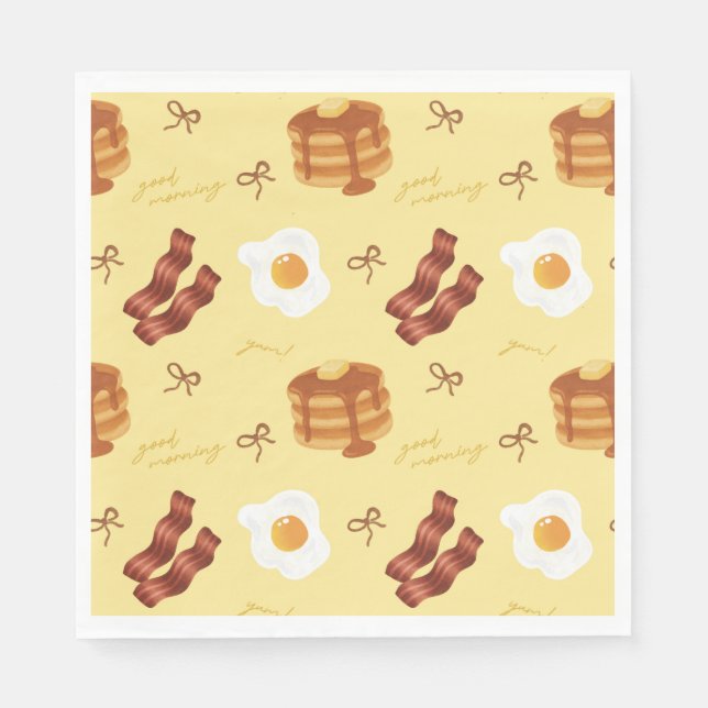 Guardanapo De Papel Tema de Café da Manhã Brunch Bacon Ovos Panquecas  (Frente)