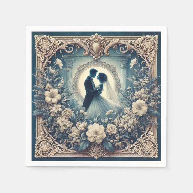 Guardanapo De Papel Tema de Casamento Floral Intricado (Frente)
