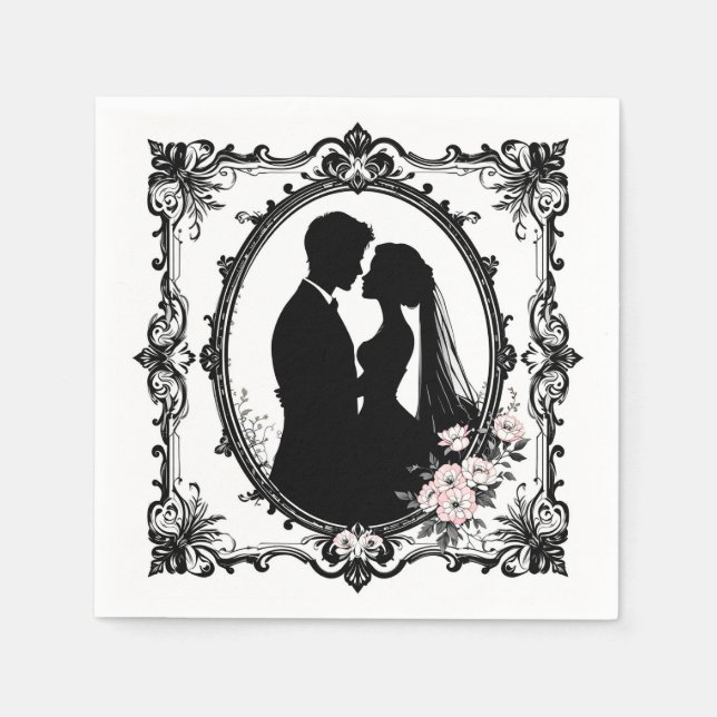 Guardanapo De Papel Tema de Casamento Floral Intricado (Frente)