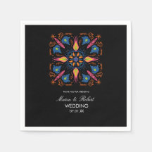 Tema de Casamento Indiano Elefante Floral Preto   