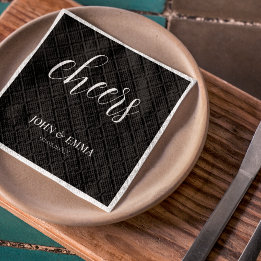 Guardanapo De Papel Tema de Casamento Preto e Branco Elegante