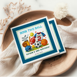 Guardanapo De Papel Tema de esportes Born 2 Ball para festa de 2 anos 