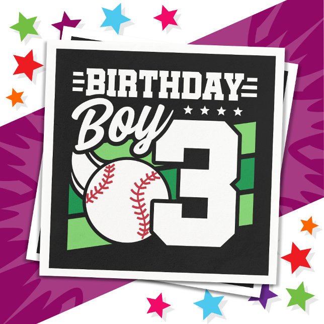 Guardanapo De Papel Tema de Festa de Baseball com 3 anos aniversário d (Criador carregado)