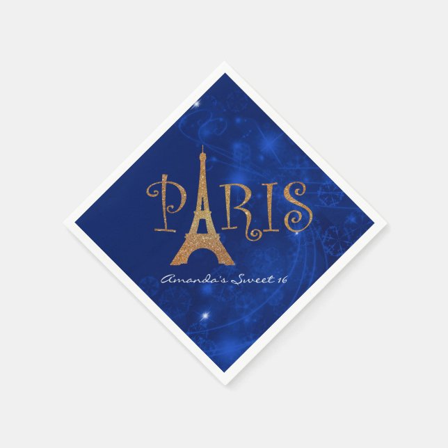 Guardanapo De Papel Tema de Paris Doce 16 Aniversário Personalizado Na (Canto)