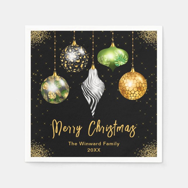 Guardanapo De Papel Tema de Safari Elegante Enfeite de Natal (Frente)
