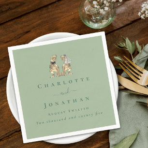 Guardanapo De Papel Tema Dinossauro Casamento Personalizado Sage Verde