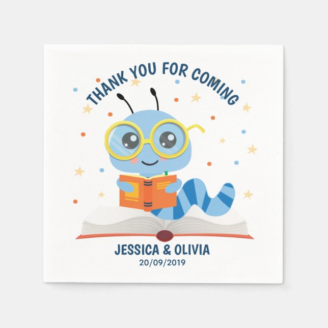 Guardanapo De Papel Tema do Bookworm Azul (Frente)