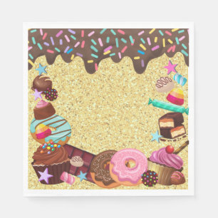 Guardanapo De Papel Tema do doce, chocolate, púrpura azul rosa