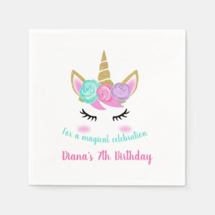 Guardanapo De Papel Tema do Unicórnio de Aniversário da Menina