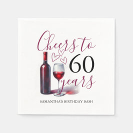 Guardanapo De Papel Tema do Vinho 60º Aniversário Cocktail Napkins