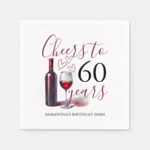 Guardanapo De Papel Tema do Vinho 60º Aniversário Cocktail Napkins