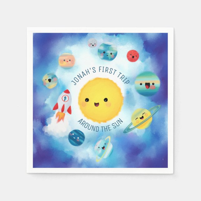 Guardanapo De Papel Tema espacial primeiro aniversario do Foguete do E (Frente)