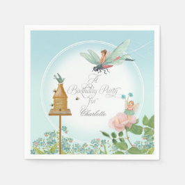 Guardanapo De Papel Tema Floral do Jardim de Fada festa de aniversario