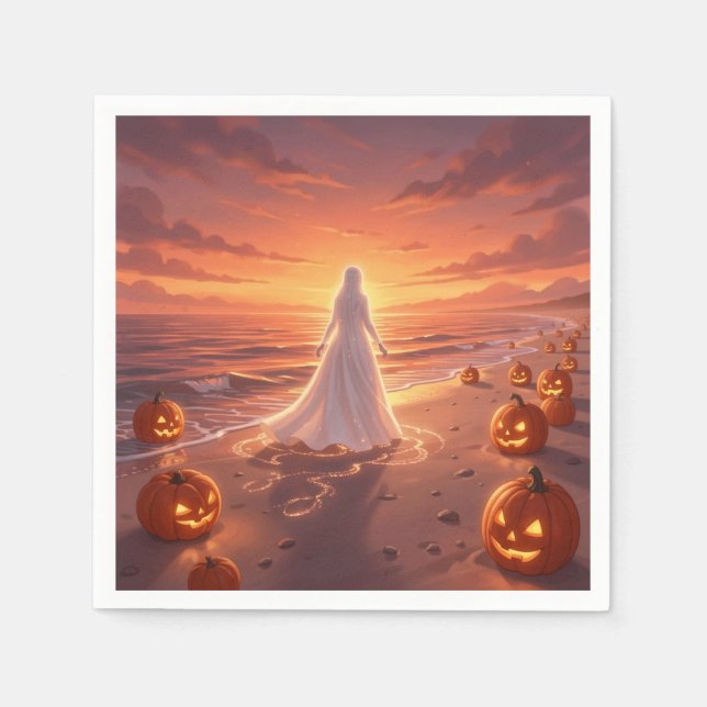 Guardanapo De Papel Tema Halloween Praia (Frente)