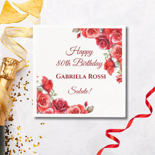 Guardanapo De Papel Tema Italiano 80 Birthday Napkin