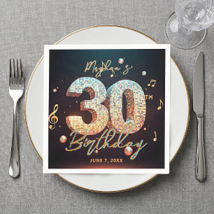 Guardanapo De Papel Tema Musical Bola de Discoteca Retro Aniversário d
