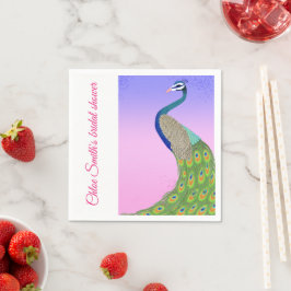 Guardanapo De Papel Tema Pavão Chá de panela Azul Rosa