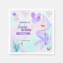 tema personalizado de sereia aniversariante roxo