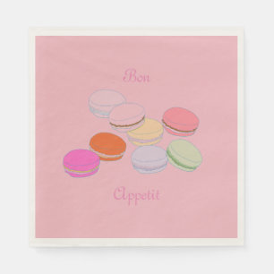 Guardanapo De Papel Tema Rosa Paris Macaron Bon Appetit Francês
