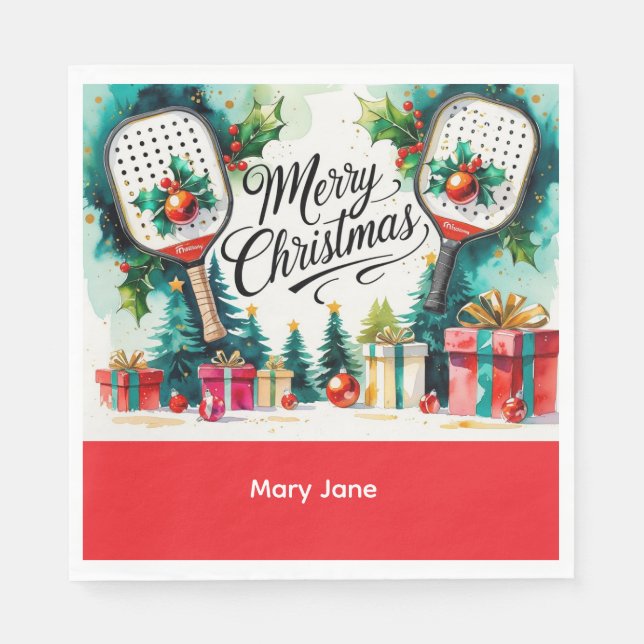 Guardanapo De Papel Temo de Natal da Pickleball (Frente)