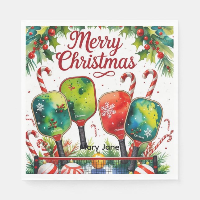 Guardanapo De Papel Temo de Natal da Pickleball (Frente)