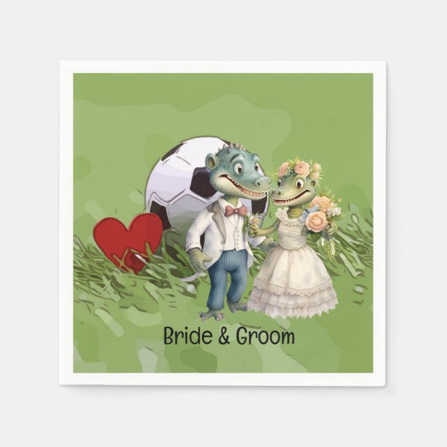 Guardanapo De Papel Temo do casamento da bola de futebol (Frente)