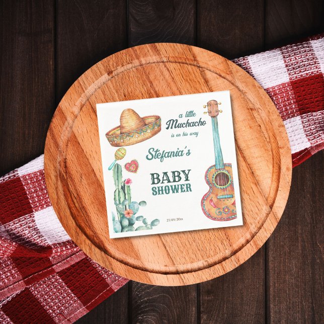 Guardanapo De Papel Templo de chá de fraldas de fiesta pequena muchach (Mexican fiesta little muchacho baby shower template napkins personalized baby shower tableware )
