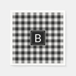 Guardanapo De Papel Tendy Black and White Buffalo Xadrez Monogramada