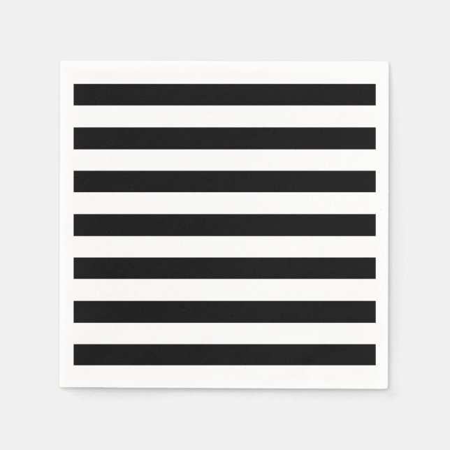 Guardanapo De Papel Tendy Black and White Wide Horizontal Stripes (Frente)