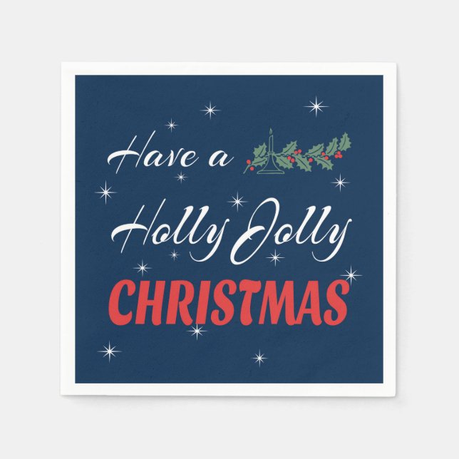 Guardanapo De Papel Tenha um Natal Holly Jolly (Frente)