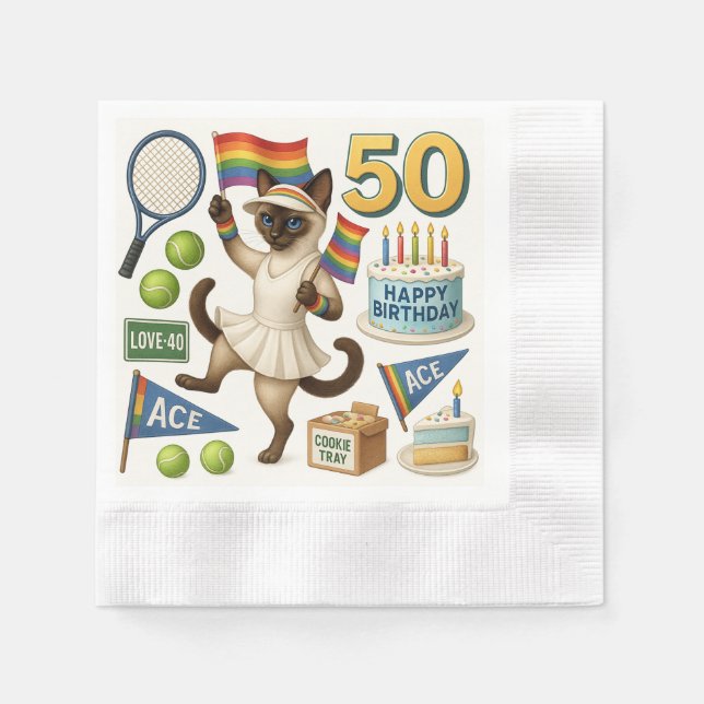 Guardanapo De Papel Tênis 50º aniversário para os amantes de gatos (Frente)
