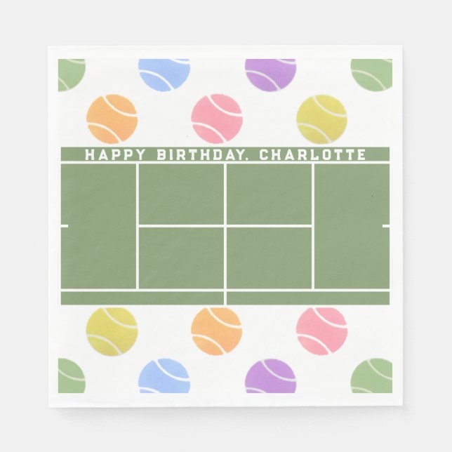 Guardanapo De Papel Tenis Personalizado de Aniversário (Frente)