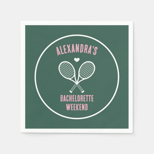 Guardanapo De Papel Tennis Bachelorette party preppy green (Frente)