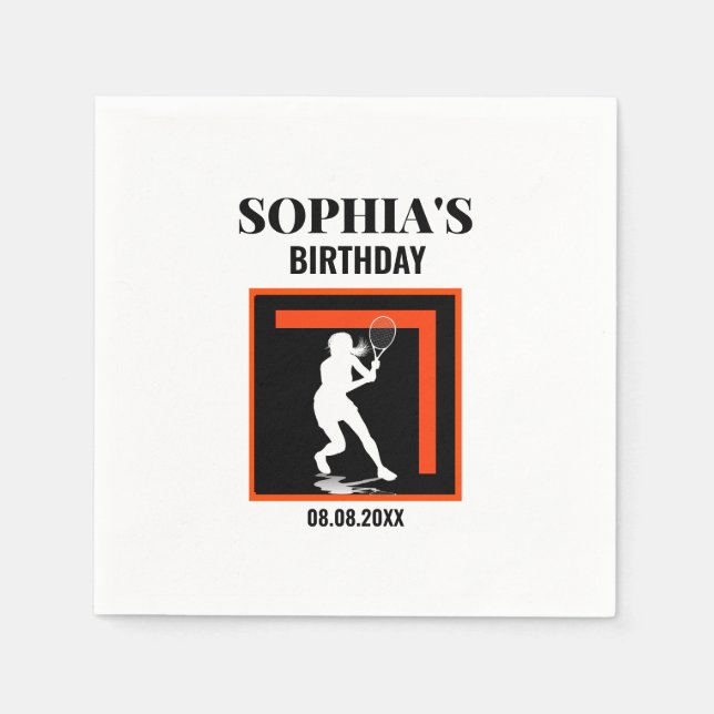 Guardanapo De Papel Tennis Birthday, Tennis Girl Player  (Frente)